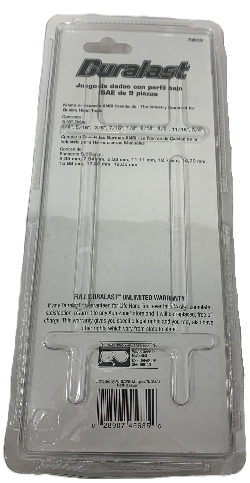 Duralast 9-Piece Low Profile Socket Set (700019) - 3/8 Inch Drive, SAE Tool