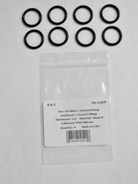 8 Devilbiss / General Pump 701115 / 90384100 O-Rings / R&S 115GP / Buna N Mat.