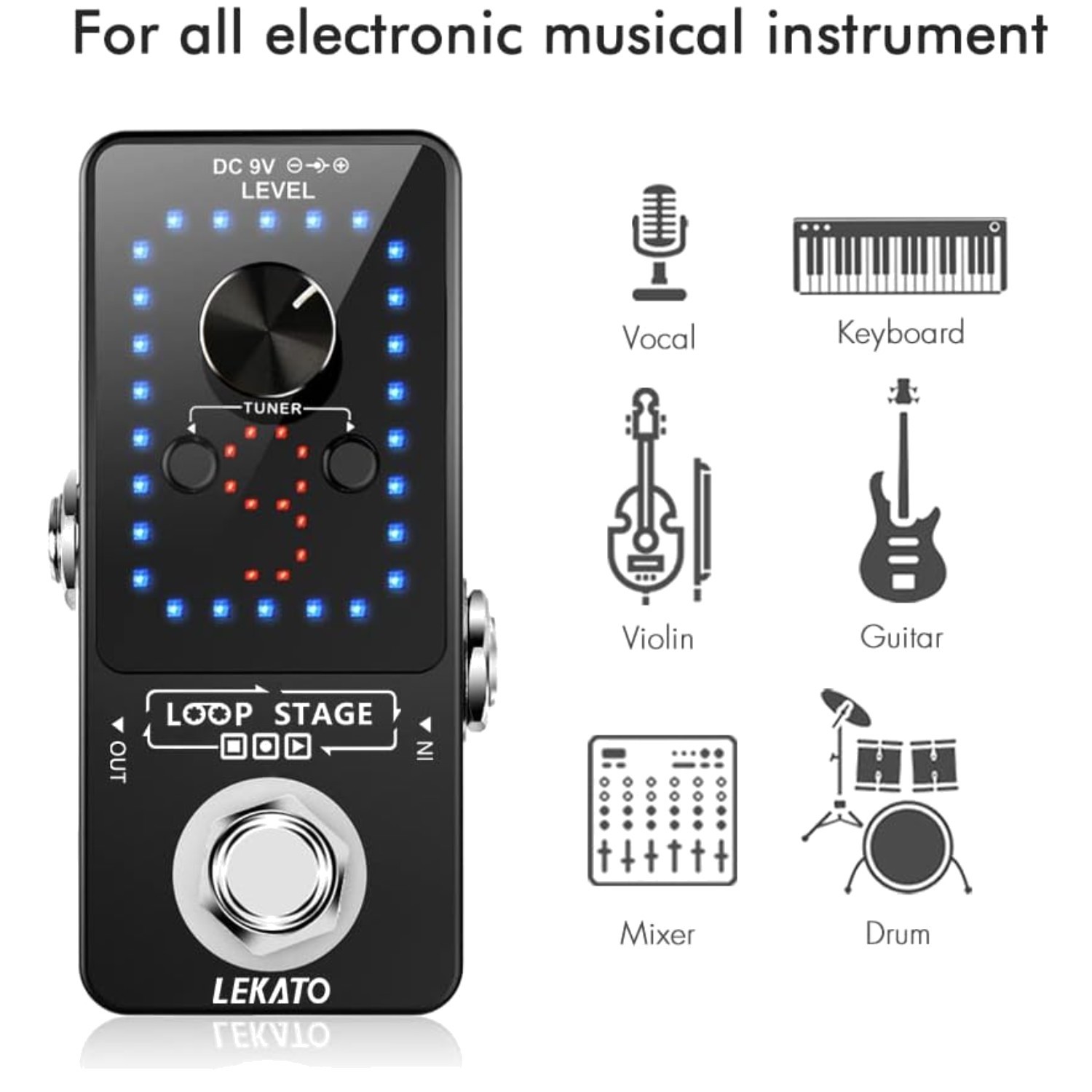 Simple to Use Guitar Loop Pedal - Unlimited Overdubs - Black