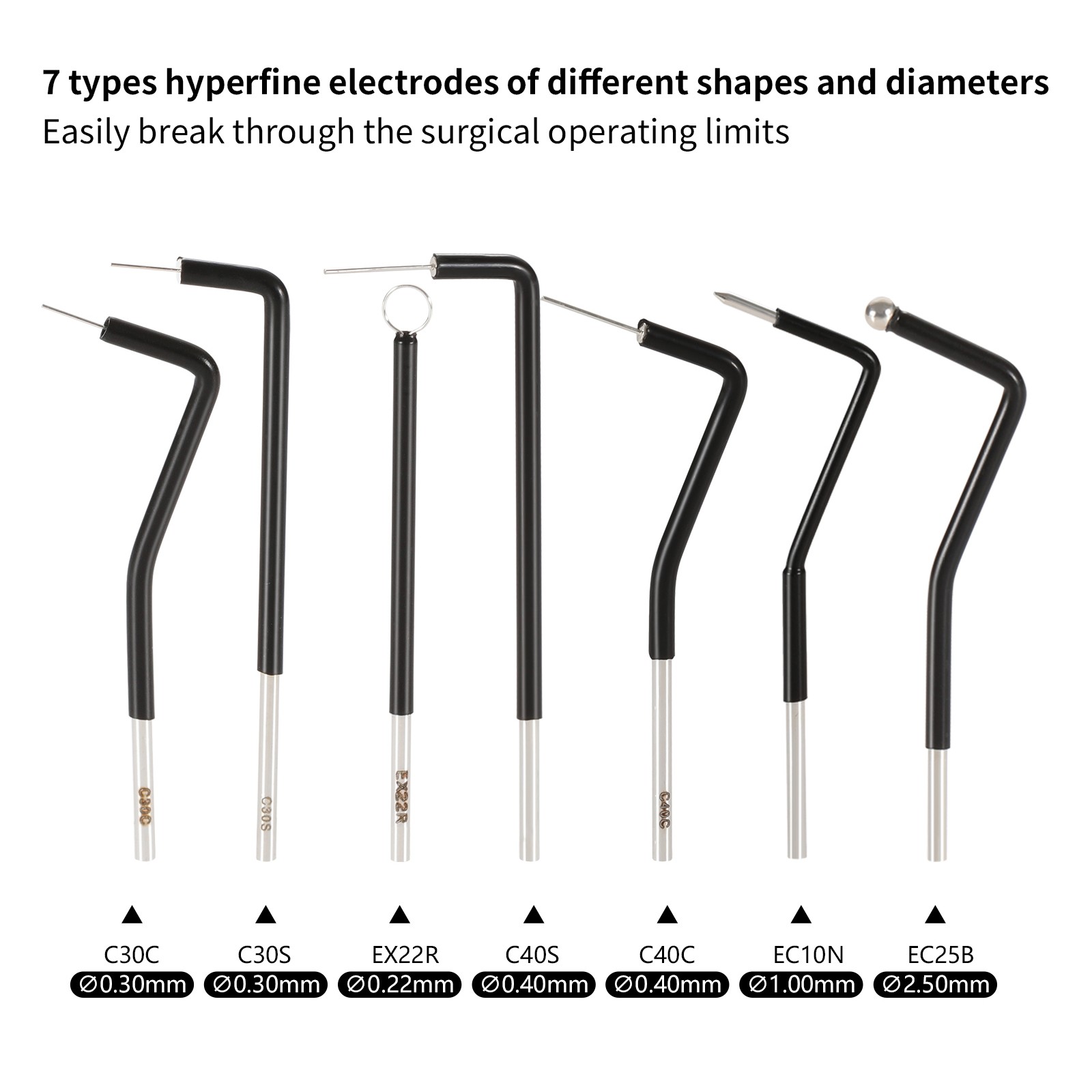 7 Pieces Dental Electrodes Set with Reusable Tips Black