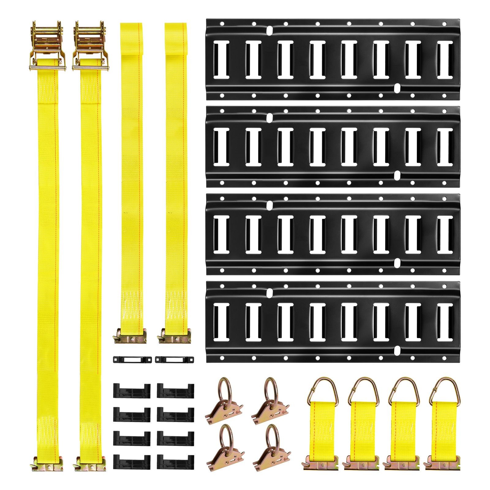 4 Pack E-Track Rail Kit 1500lb Capacity with 2 Ratchet Straps