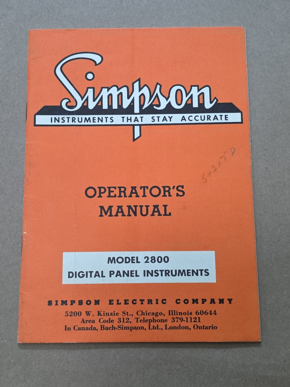 Simpson Model 2800 Digital Panel Instruments, Operator's Manual, 1969