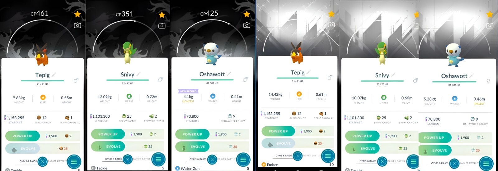 Tepig, Snivy, Oshawott with black and white BG | Tr-de Go✨