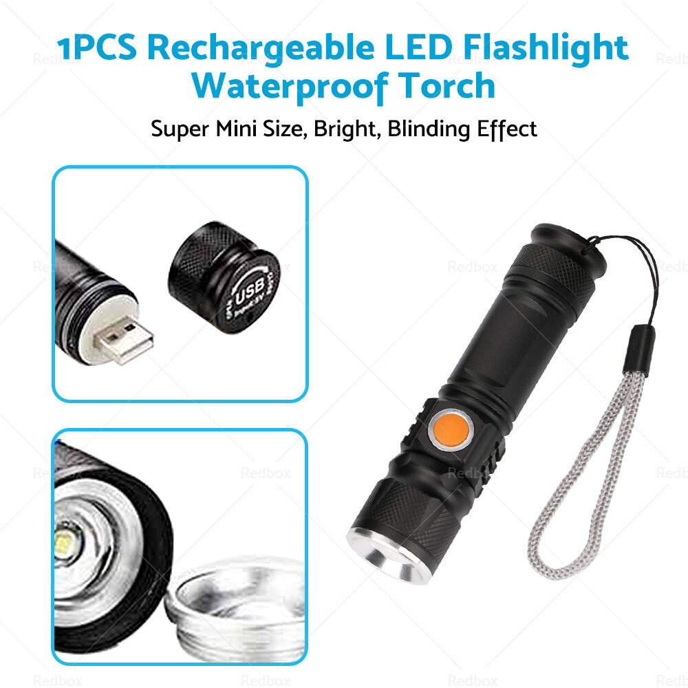 Rechargeable LED Flashlight Waterproof Torch Rainproof