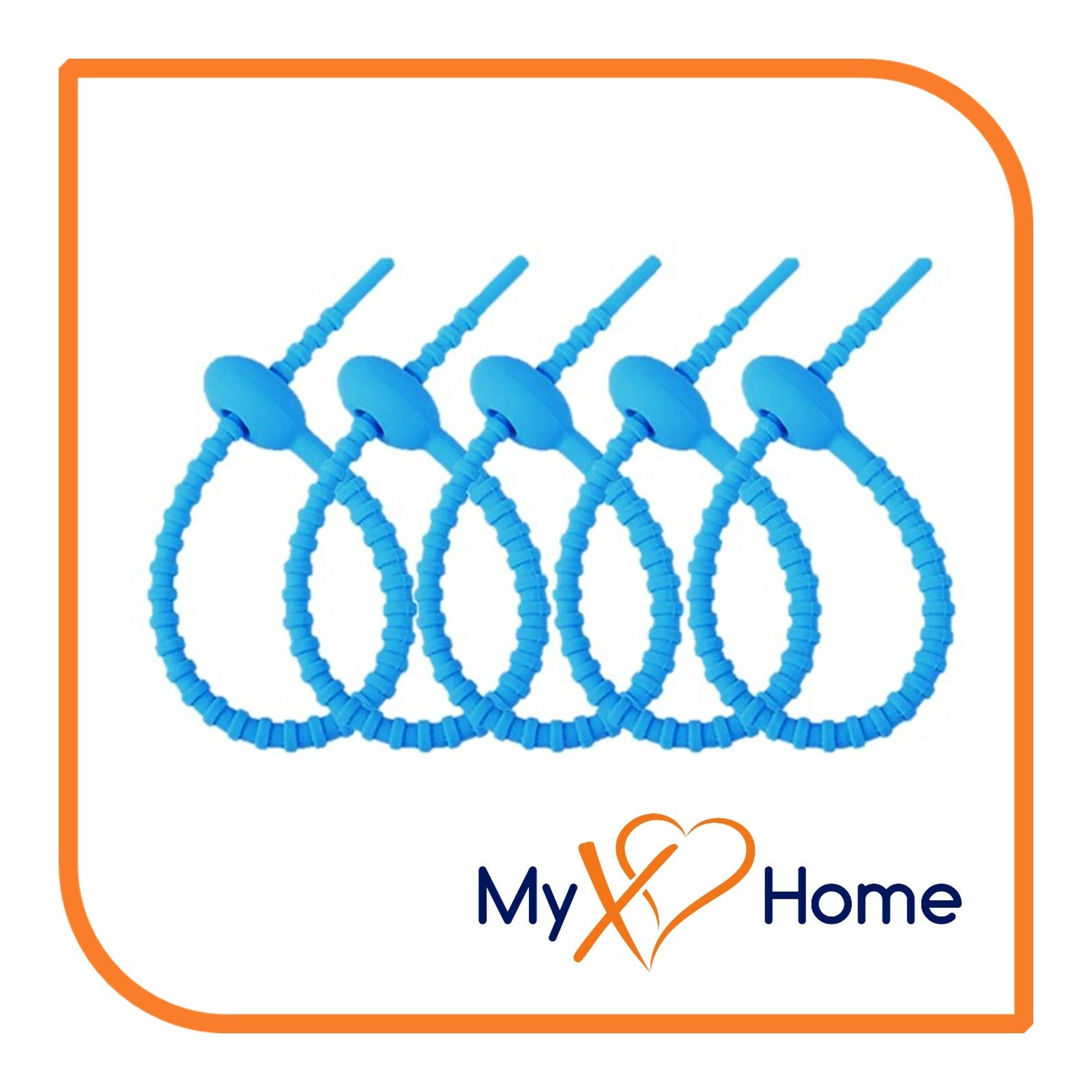 4-1/4" Blue Reusable Silicone Ties, FDA Food Grade by MyXOHome (1 to 180 Ties)