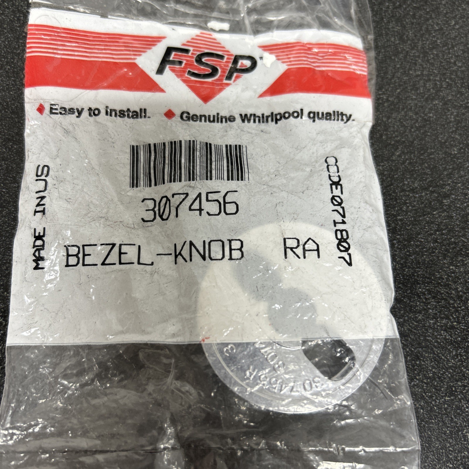 FSP/Whirlpool Part# 307456 Range Bezel-knob (G2B)