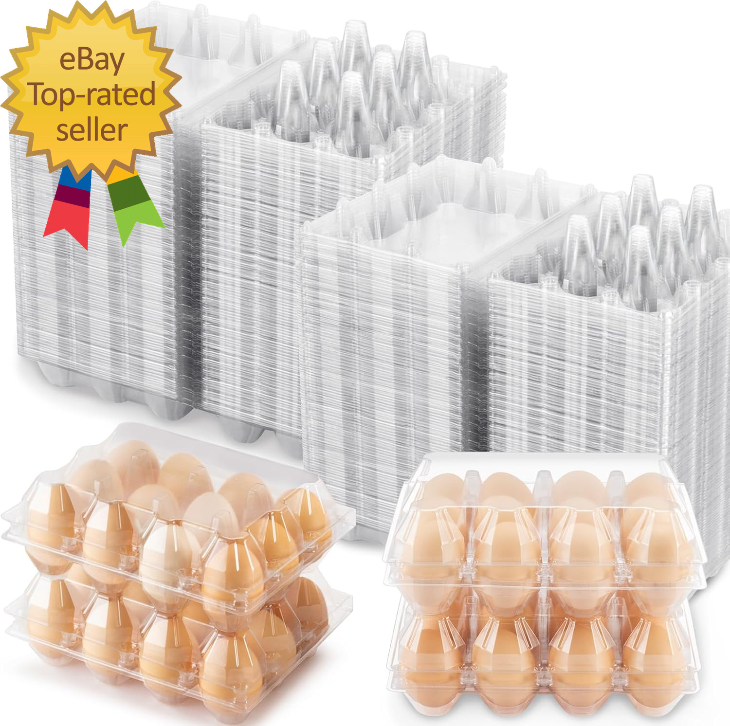 100 Packs Egg Cartons Cheap Bulk，Plastic for 12 Eggs, Clear Egg Cartons 3 * 4 Gr