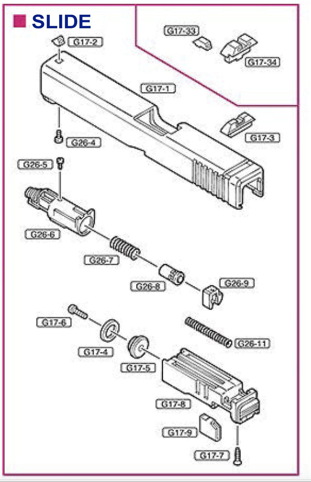 TOKYO MARUI Glock-17 Gen 3 Airsoft Genuine Spare Parts , Gas ToyGun - Japan