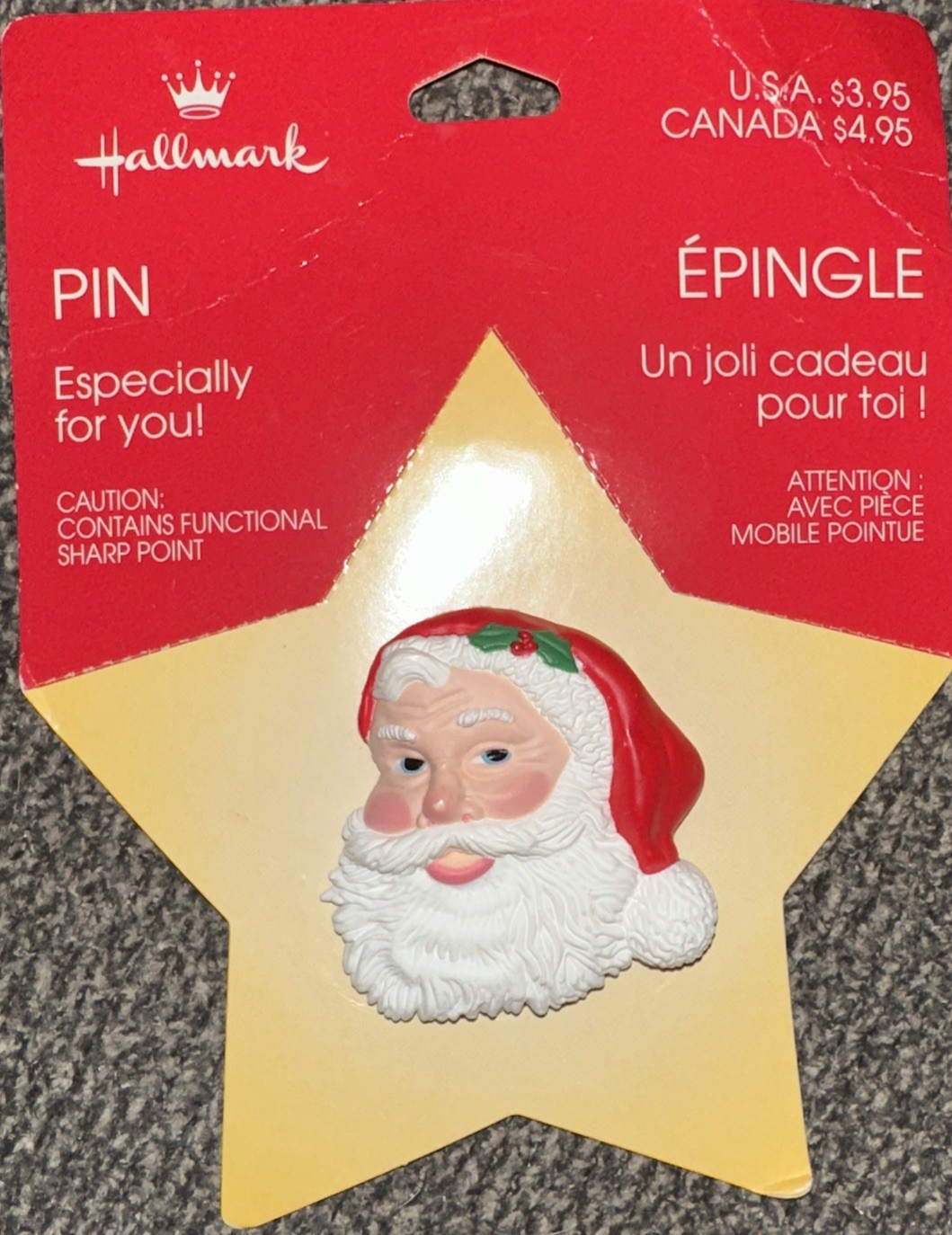 Hallmark Pin Brooch Winter Santa Claus Christmas New