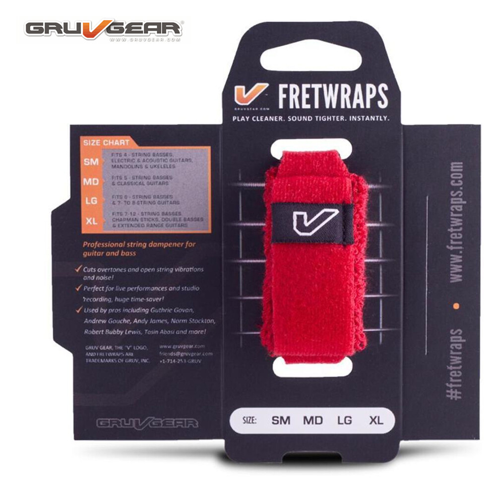 Gruv Gear FretWraps Guitar Bass String Muter Dampener 1-Pack Red Extra Large