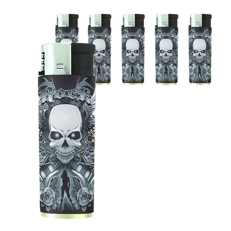 Skull D3 Set of 5 Electronic Butane Lighter