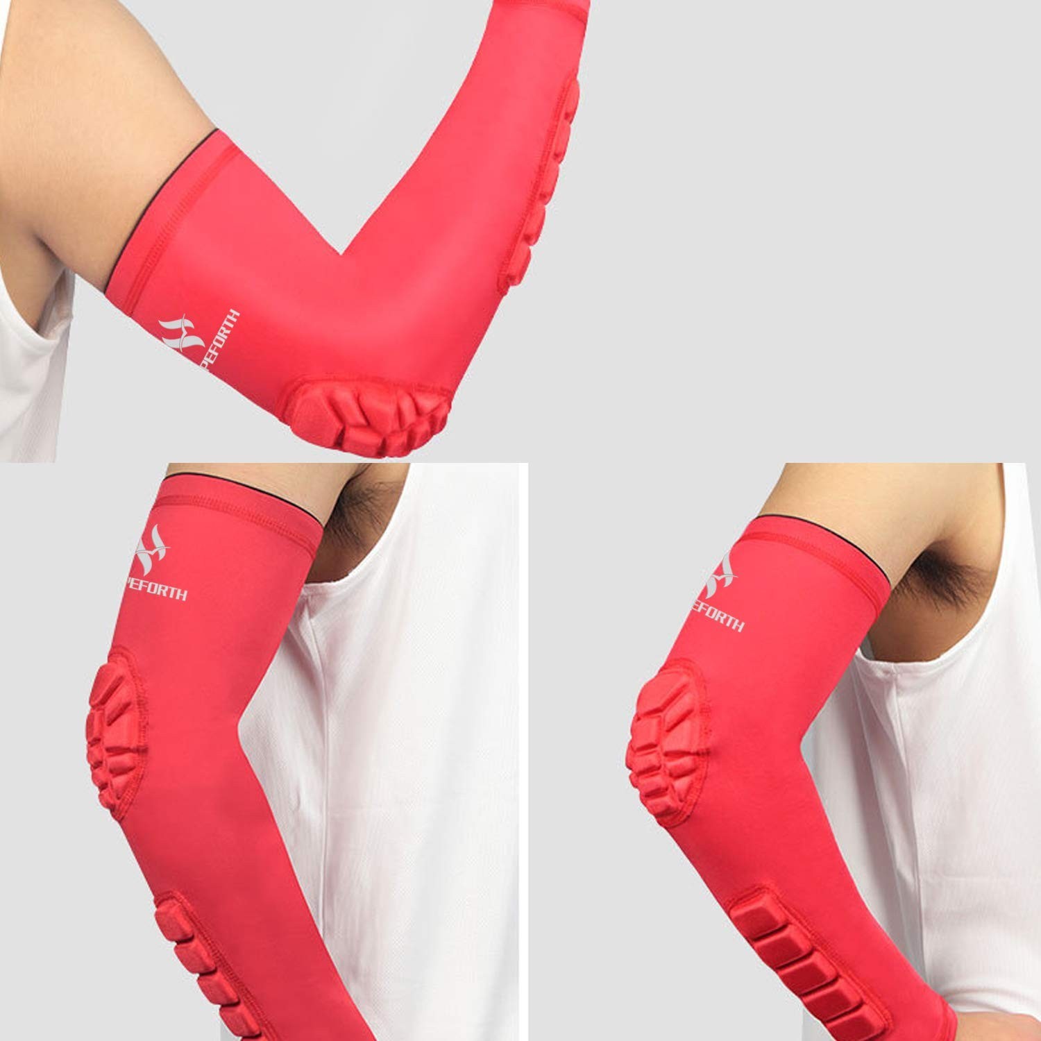 2PCS Padded Elbow Forearm Sleeves Compression Arm Protective Support X-Large