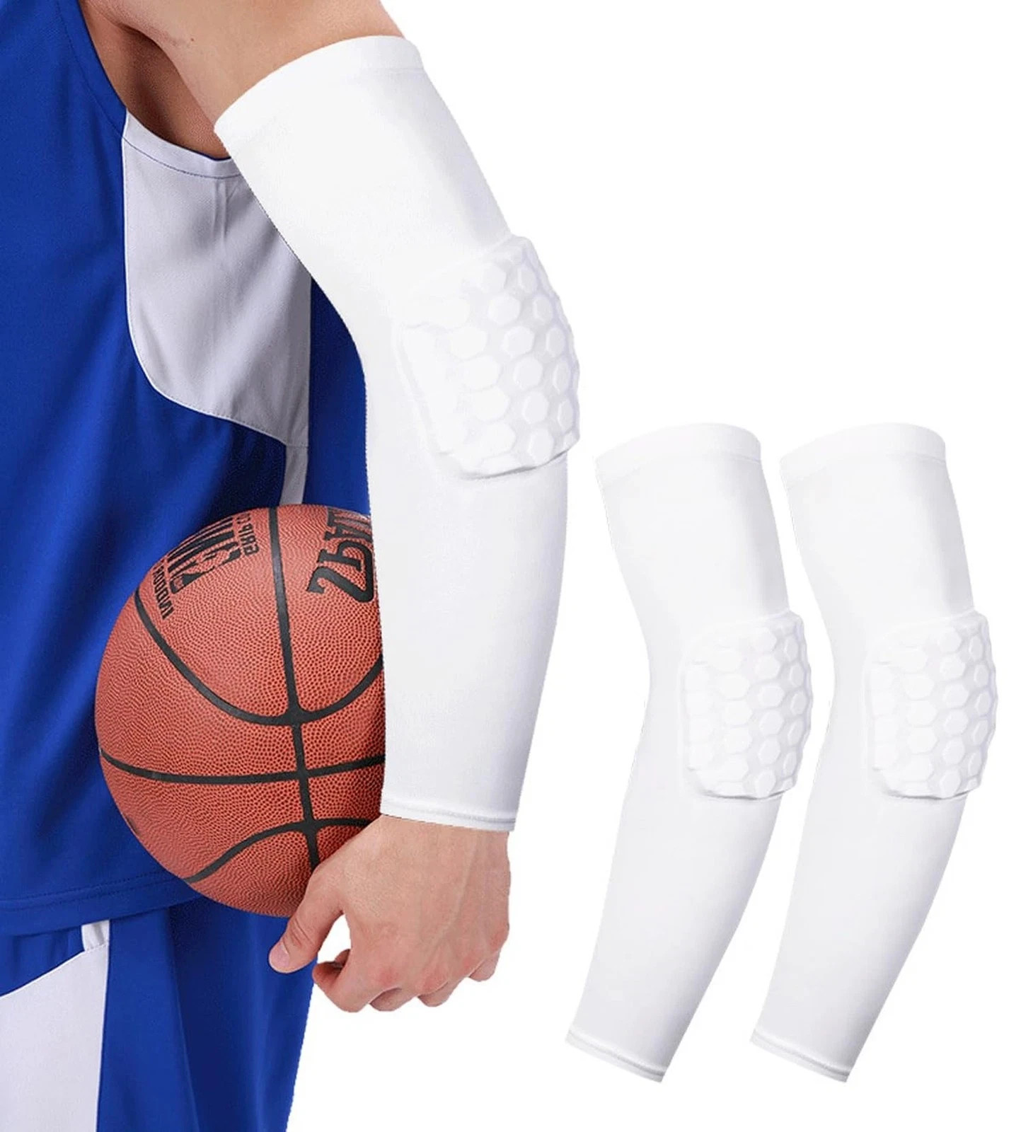 Honeycomb Anti Collision Padded Arm Sleeves - 2 Pack for Basketball, Football...