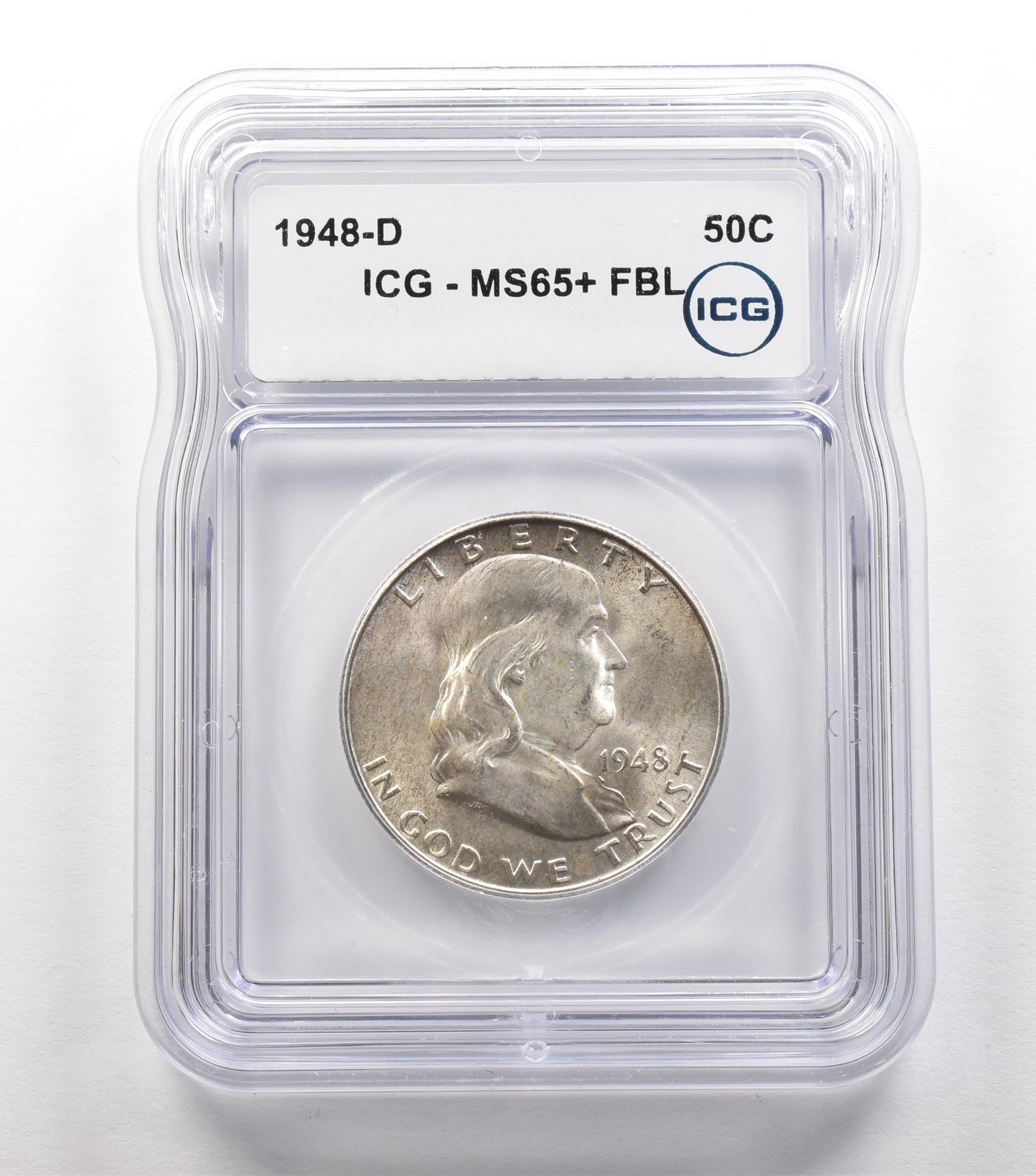 1948-D Franklin Half Dollar MS65+ FBL ICG *6701