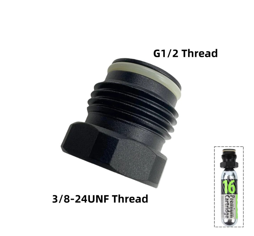 Convert Adapter 12g 16g 24g Co2 Cartridge Cylinder 3/8-24UNF  G1/2-14 Paintball