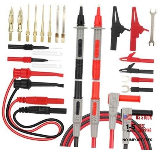 SWANLAKE 27-Piece Multimeter Test Leads Set, CAT.III 1000V / 27PCS Red&Black