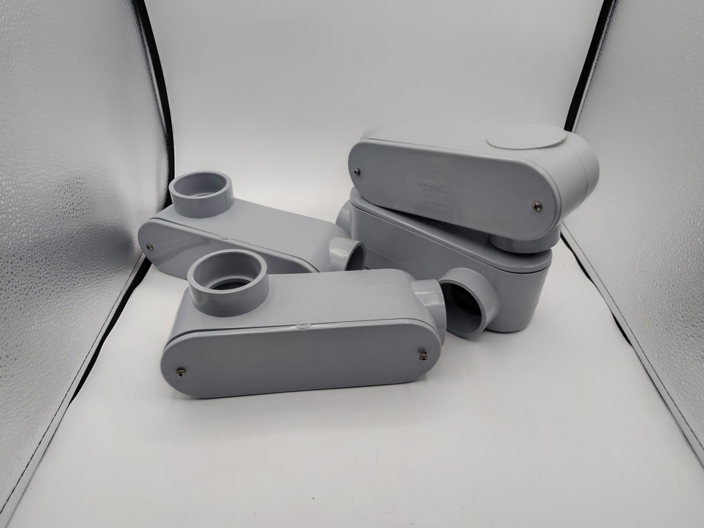 (Lot Of 4) Kraloy 078157 LL20 2'' Access Fittings Type LL Conduit Body PVC Gray