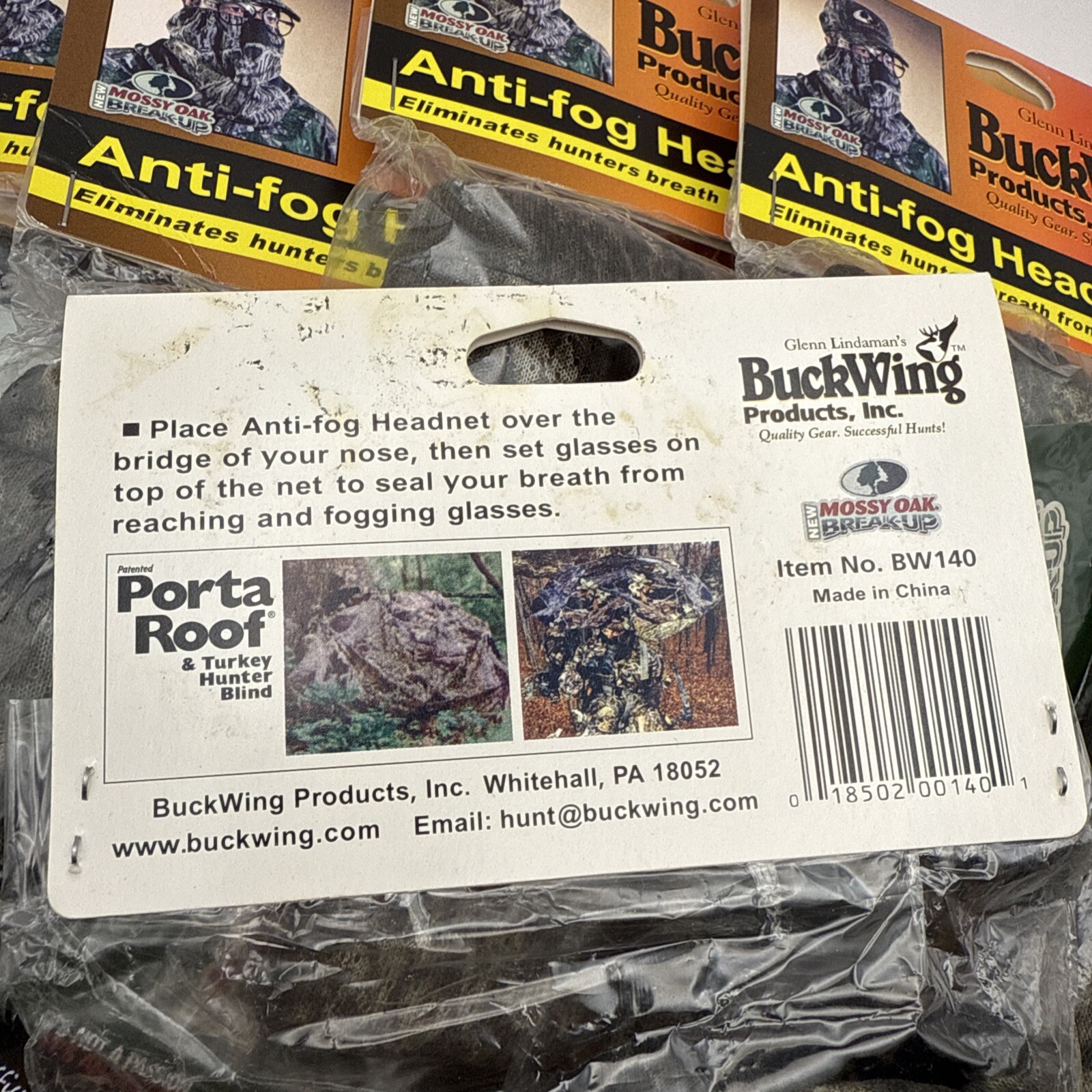 6 NEW Buckwing Anti Fog Headnet Mossy Oak SU39A