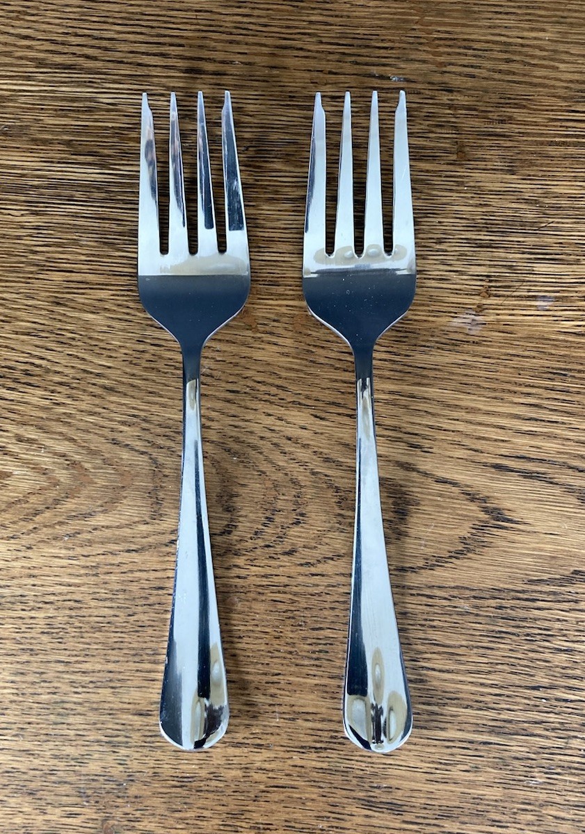 Set of 2 Towle Living BASIC Stainless Steel 9-1/8" Serving Meat Forks  EUC