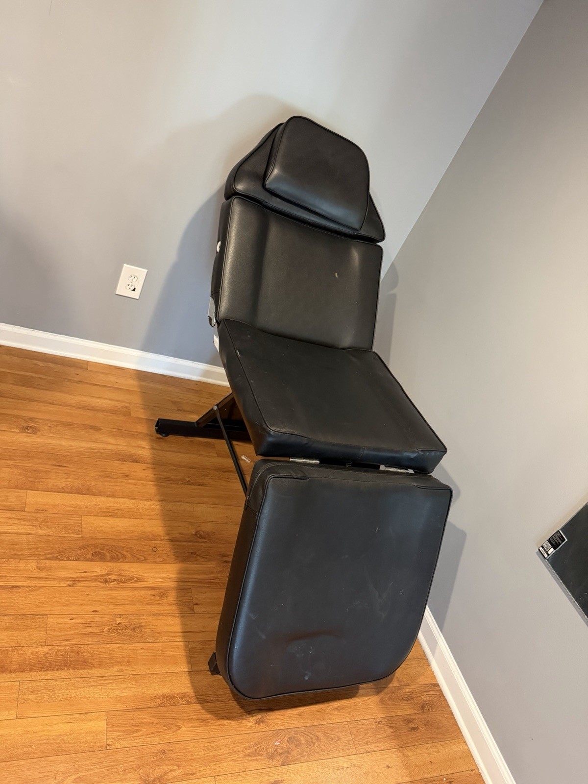 Black Adjustable Foldable Massage Chair with Headrest Faux Leather Metal