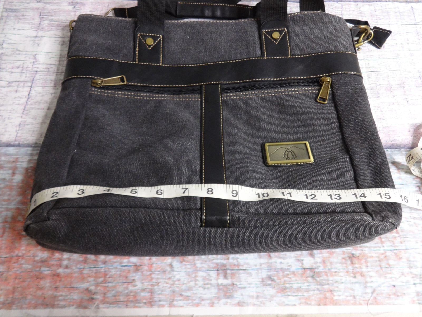 BLACK MESSENGER LAPTOP BAG W/Mountain Patch SHOULDER STRAP & Handles