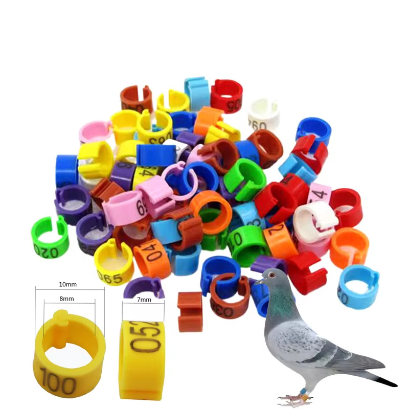 100pcs 8mm Bird Leg Bands Numbered 001-100 Parrot Pigeon ID Clip Rings Free Ship