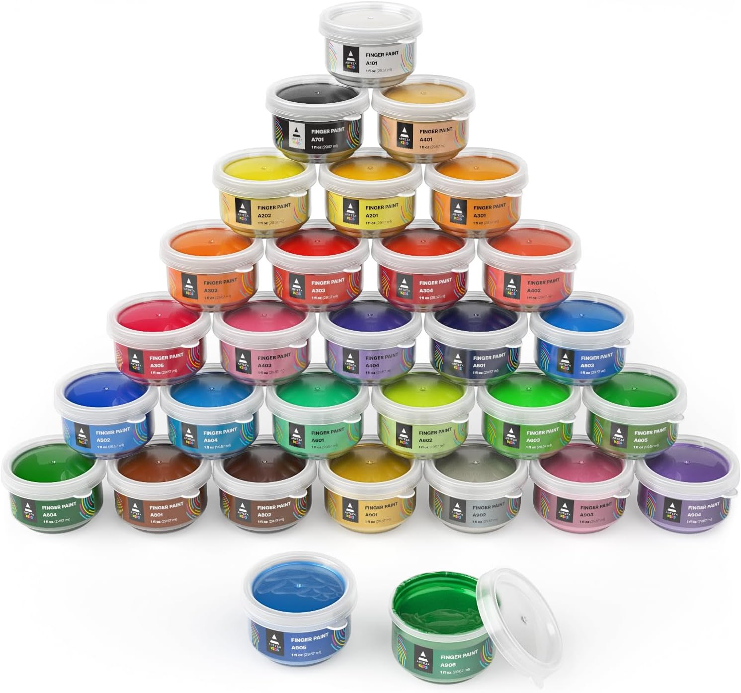 30 Finger Paint Set, 1 Fl Oz, Non- Washable Finger Paint Kit for Kids, Art Suppl