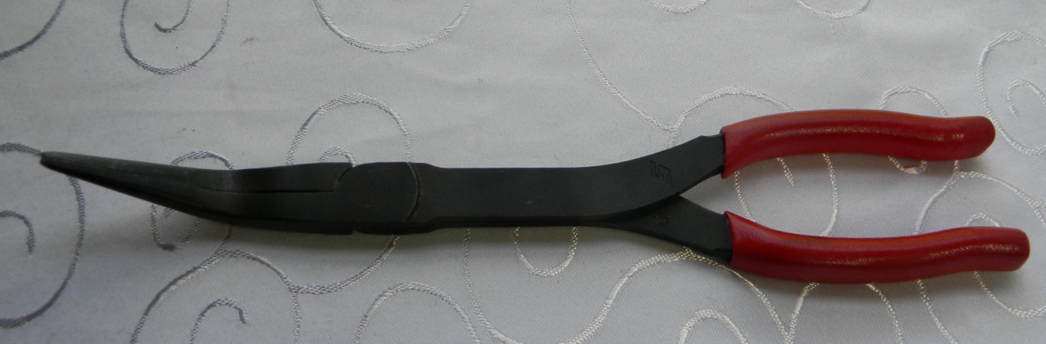 SNAP-ON 11" TALON GRIP LONG-NECK 35° BENT NEEDLE NOSE PLIERS #411CF USA MADE