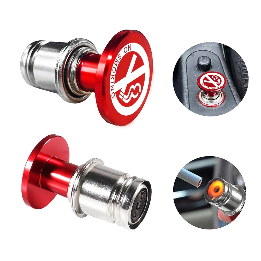 1pc 12V Aluminum No Smoking Button Car Cigarette Lighter Replacement Button Tool