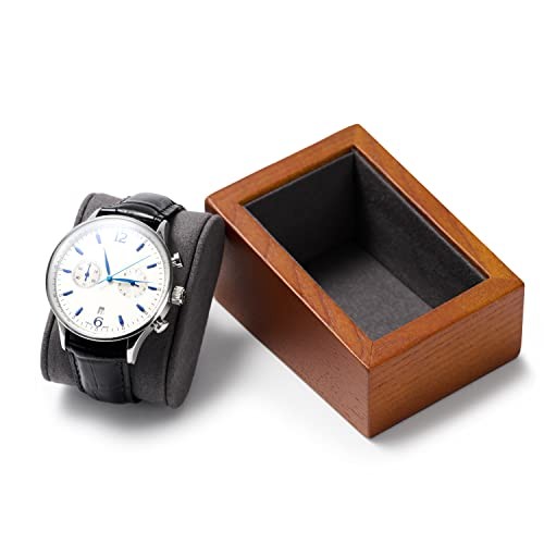Solid Wood Single Watch Display Stand Showcase Jewelry Square Single Grey