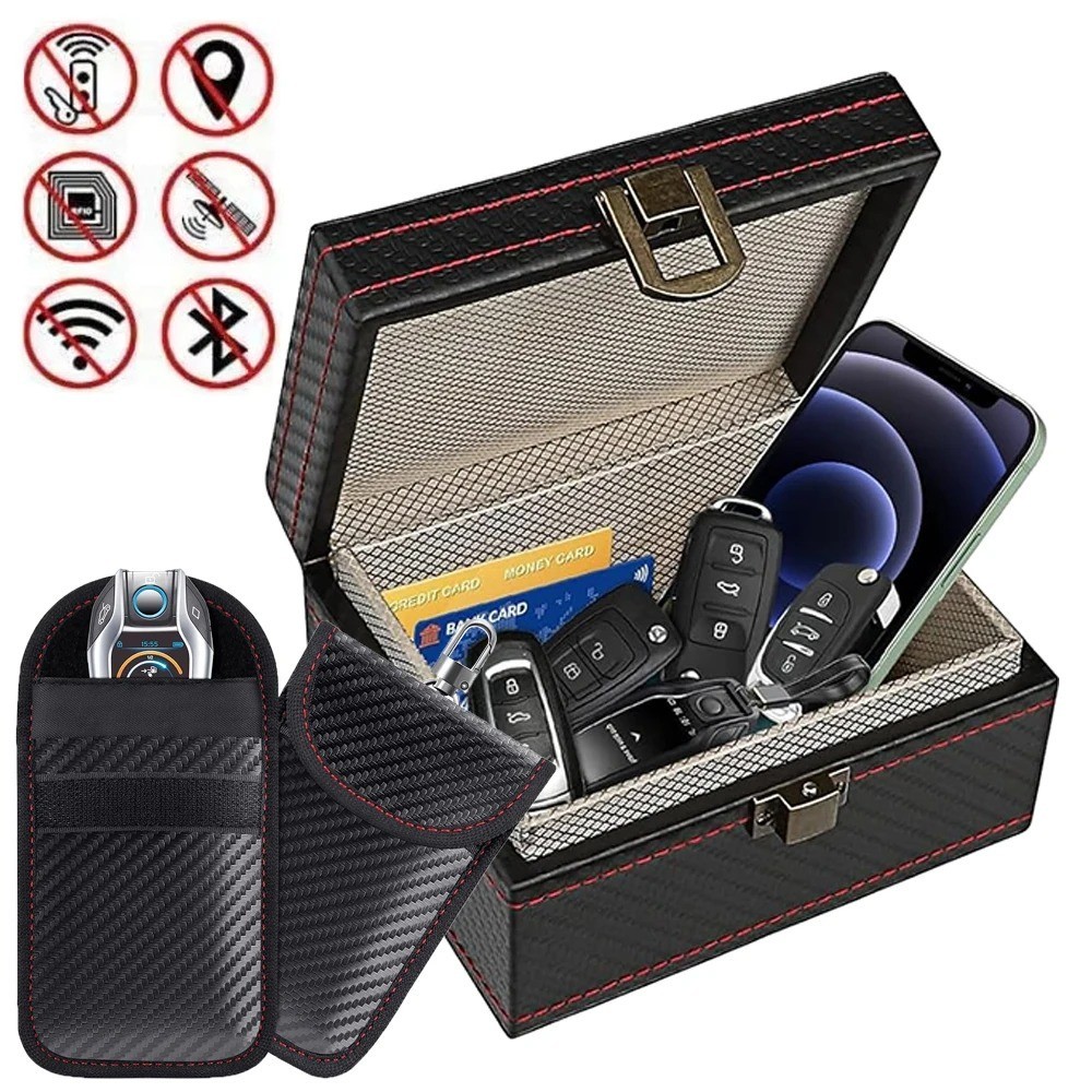 Anti-Theft Faraday Box with Bag RFID Key Fob Protector Signal Blocking Cage Case
