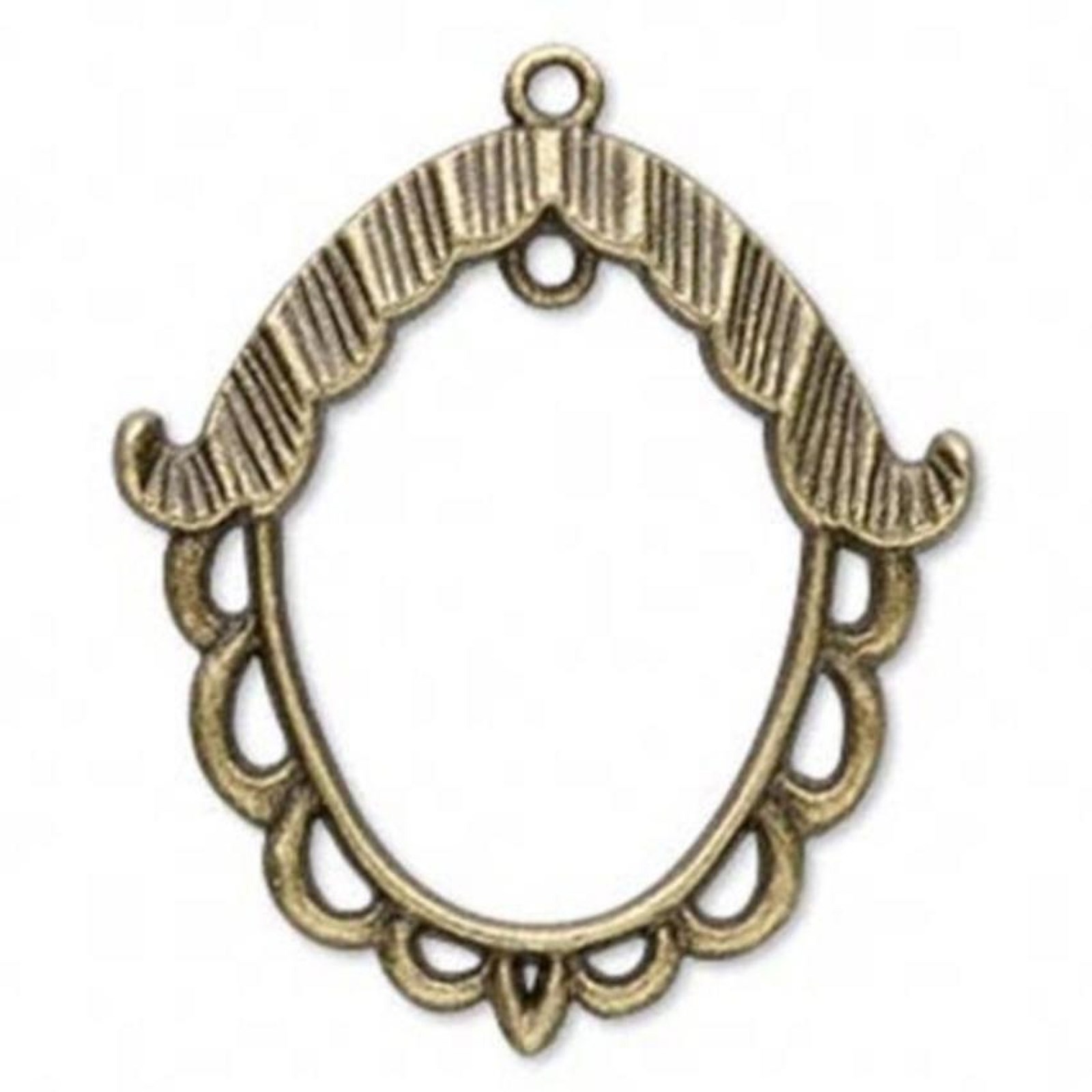 Edgy Steampunk Antiqued Brass Pewter 10-Loop 34x33mm Oval Drop Pendant Finding