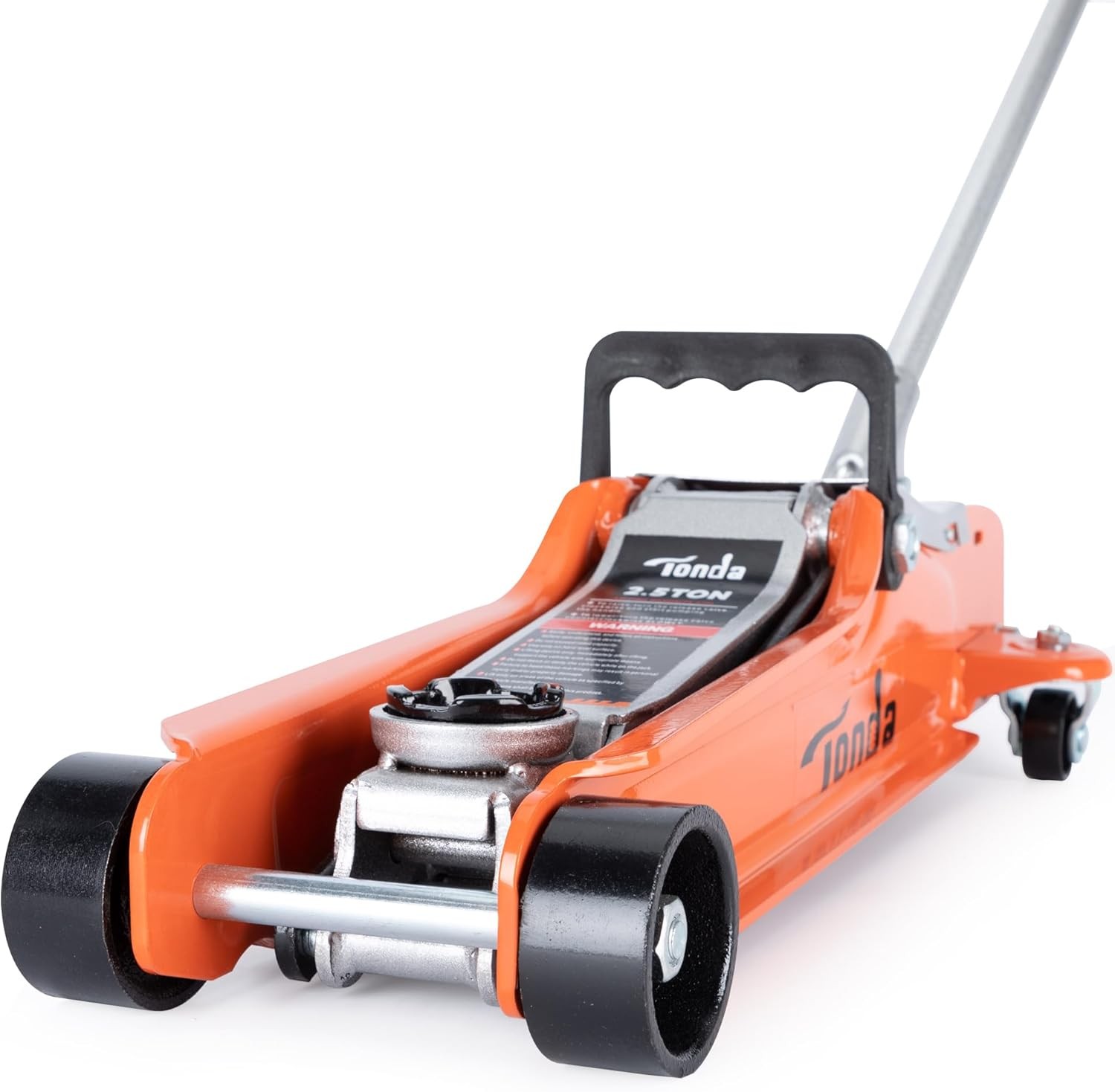 Gato hidráulico perfil bajo 2.5 Ton elevador piso coche 3.35"-14.57" naranja
