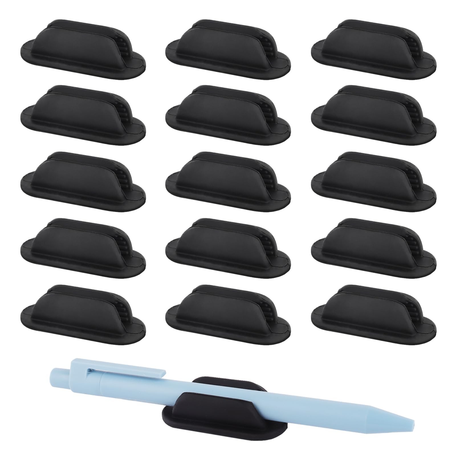 ZUFECY 15-Pack Rubber Pen Holder, Adhesive Silicone Pencil Holder for Desk an...