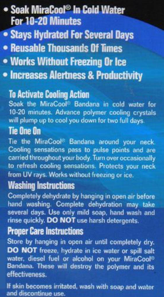 MIRACOOL 12 PIECE PACK COOLING BANDANAS - WHITE - #940-008