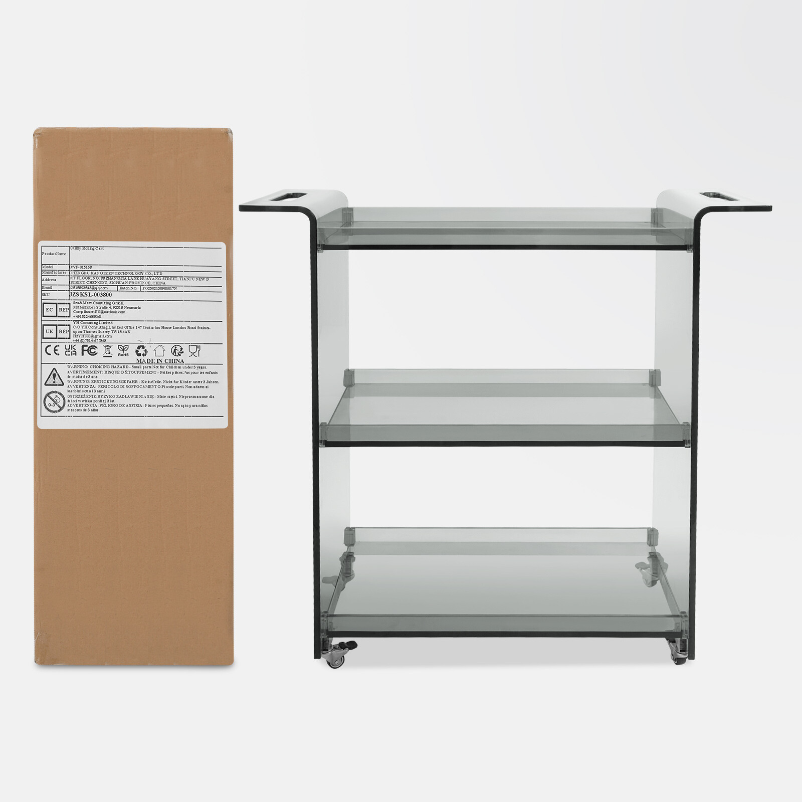 PC Cart with Wheels, Rolling Serving Cart, Mobile PC Rolling Cart