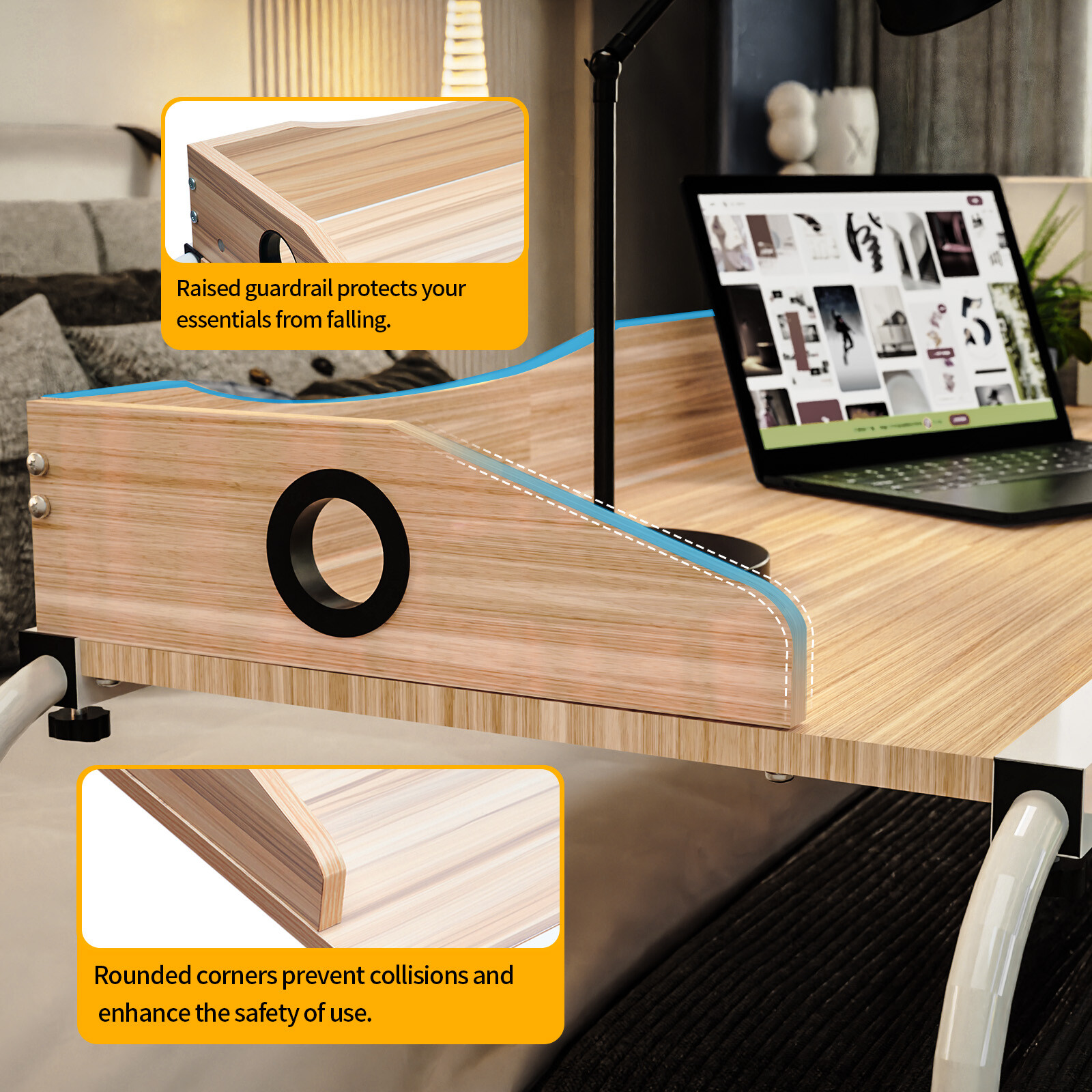 Over bed Table Desk Height Adjustable Rolling Laptop Computer Desk Cart For Home