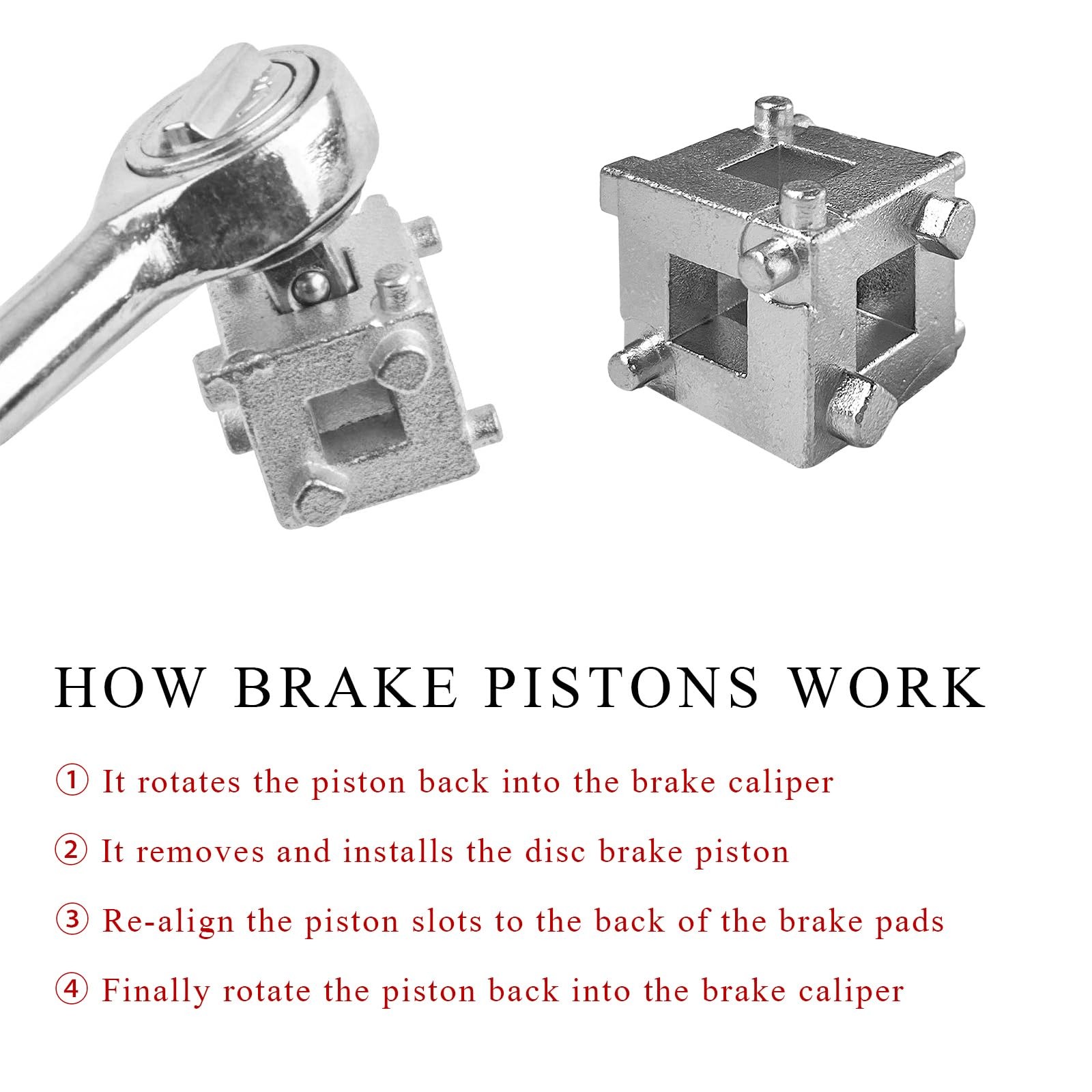 Ohleats 3/8" Disc Brake Piston Caliper Wind Back Cube Tool, Car Brake...