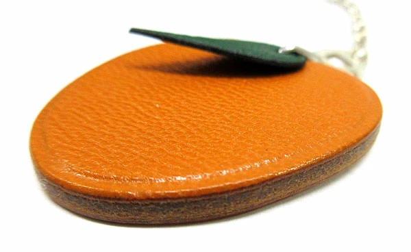 HERMES Keychain Charm Apricot Orange Chain Box Authentic From Japan