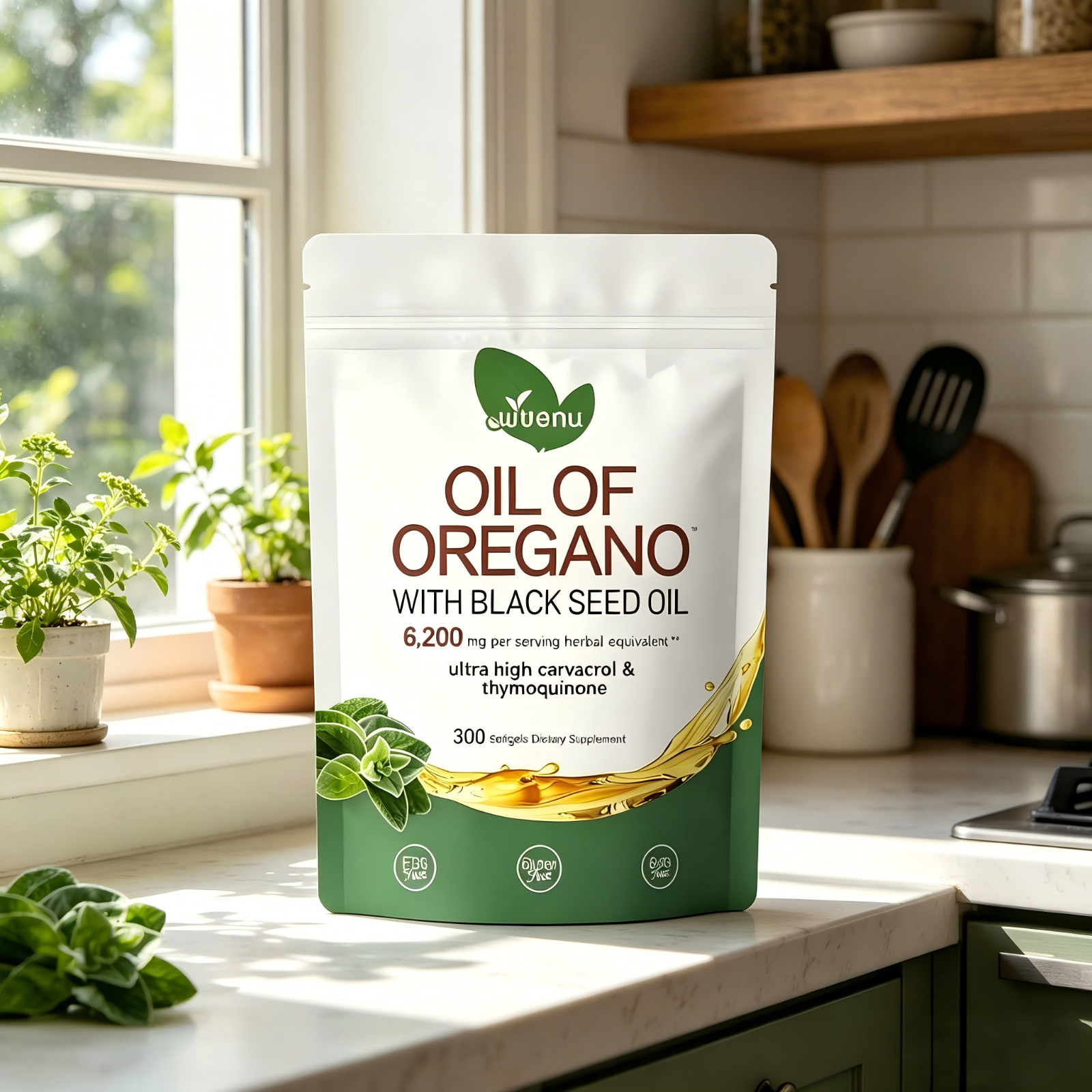 Oil of Oregano 6200mg with Black Seed Oil | 300 Softgels Immune Digestive Health