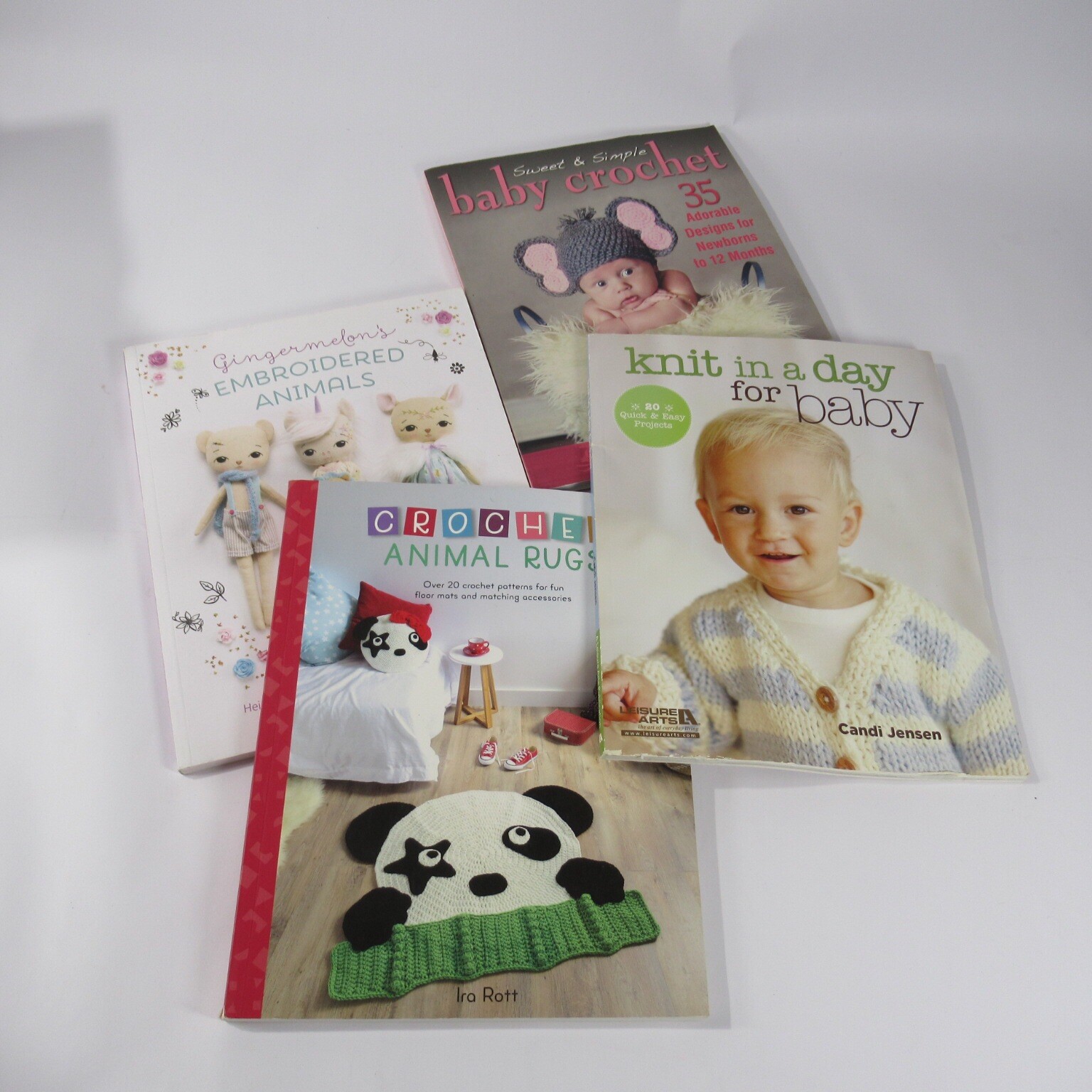 Lot Of 4 Knitting & Crocheting Instructional Books For Baby Room Decorations