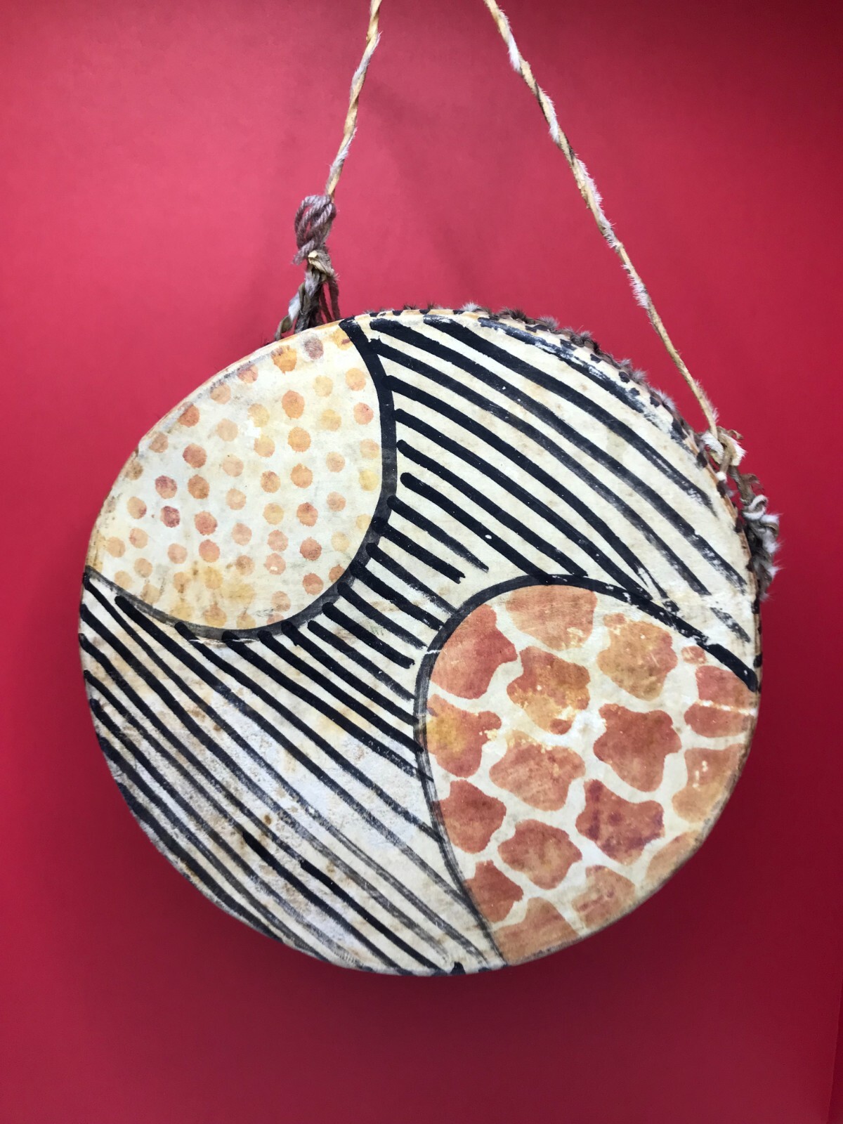 African animal skin drum hanging