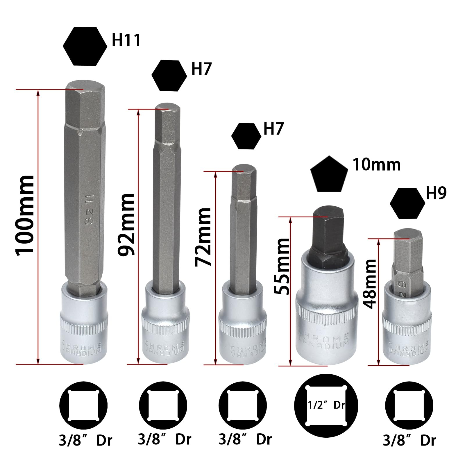 Yuesstloo 18PCS Brake Caliper Socket Set Kit, Adjusting Tools, 18pcs