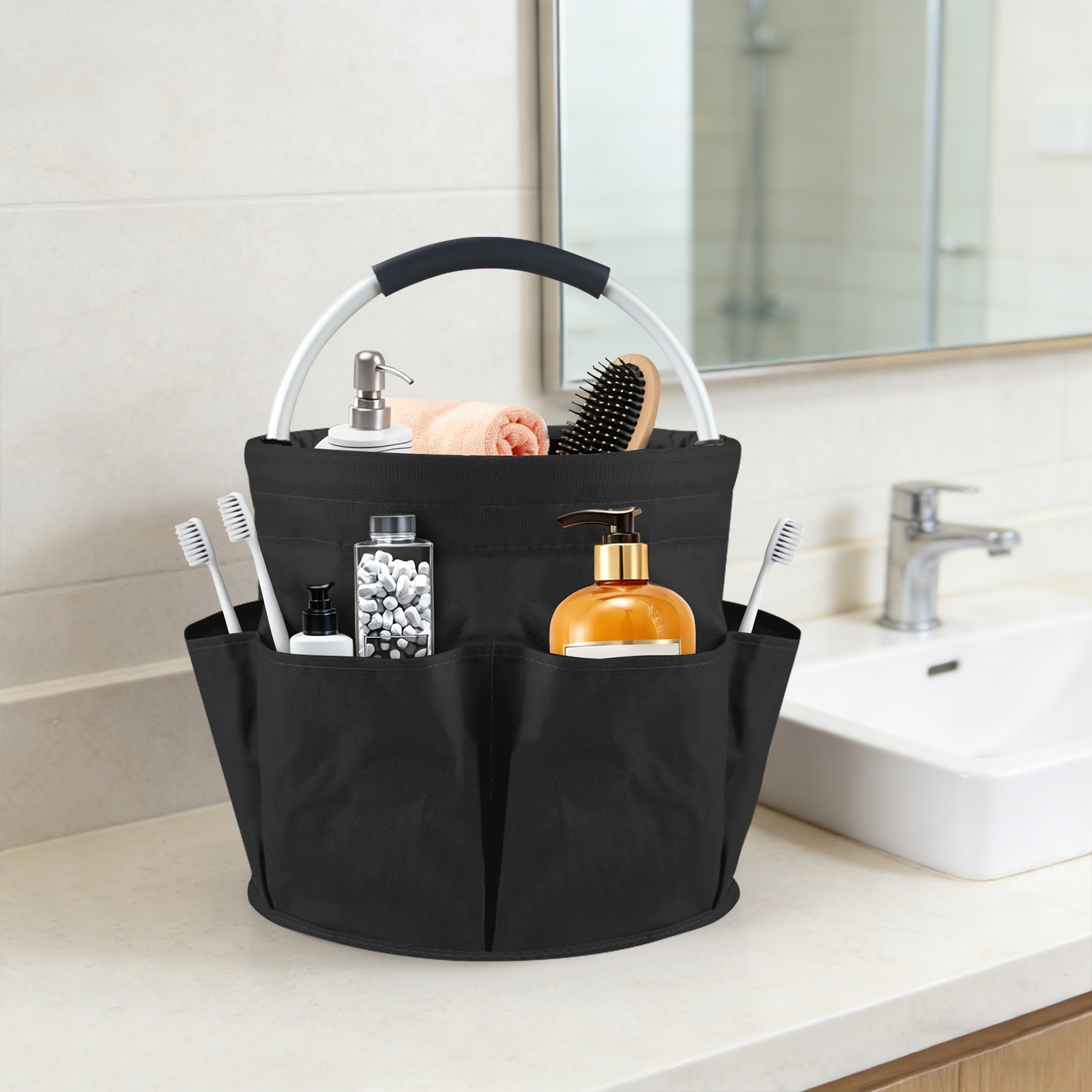 Foldable Cleaning Caddy, Portable Beach Basket, Multifunctional Storage Basket -