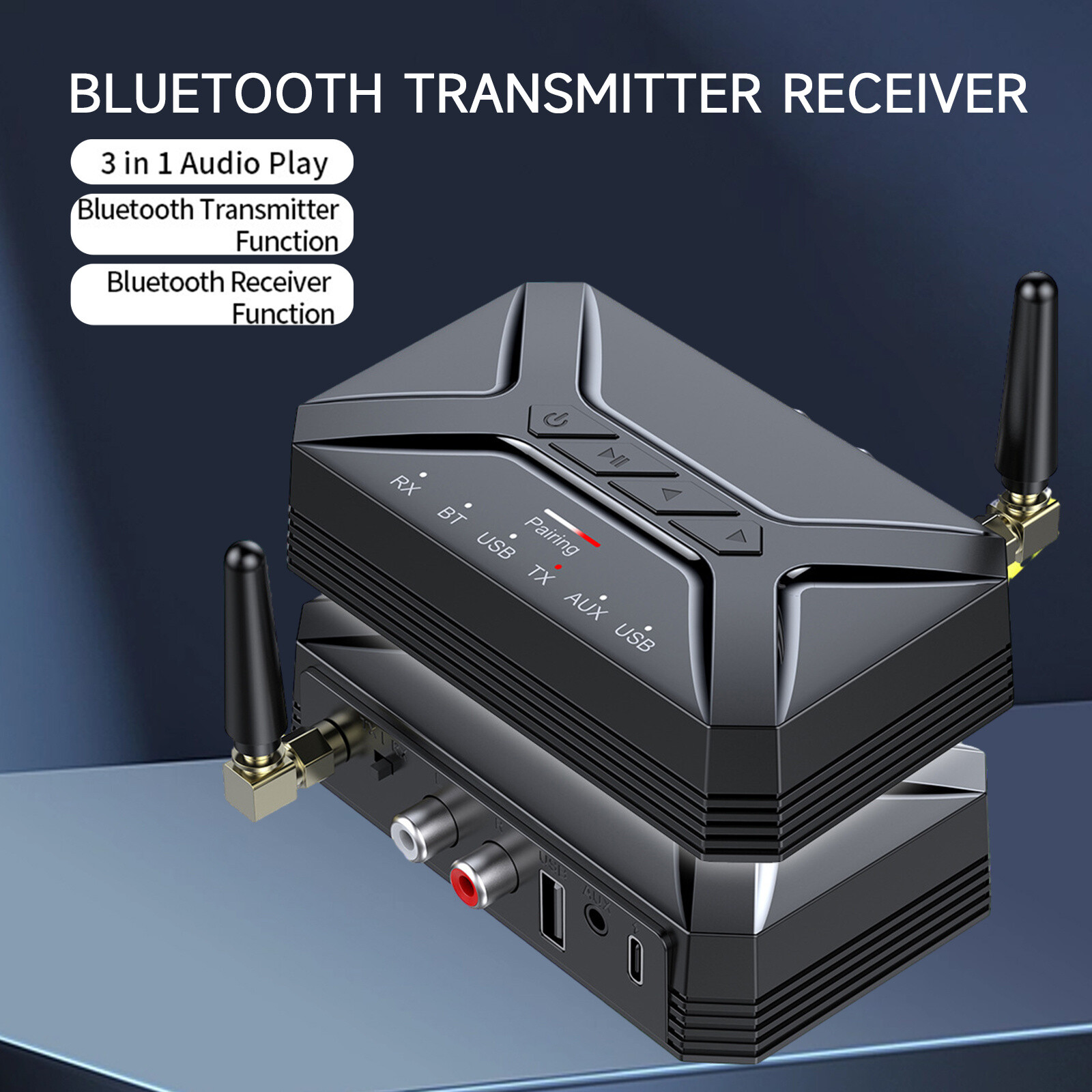 40M Long Range Bluetooth 5.0 Transmitter Receiver 3 in 1 HiFi Adapter AUX RCA