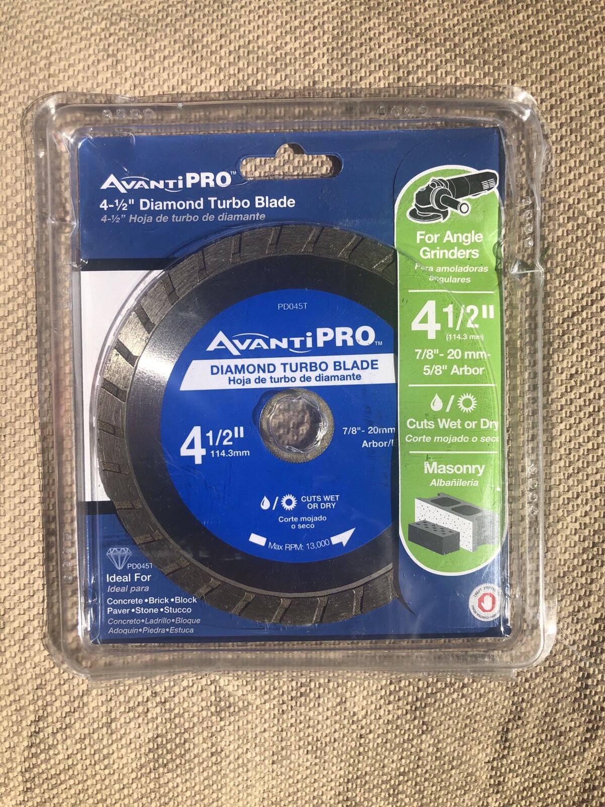 AVANTI PRO 4½'' WET/ DRY DIAMOND TURBO BLADE PD045T.   "FREE SHIPPING"