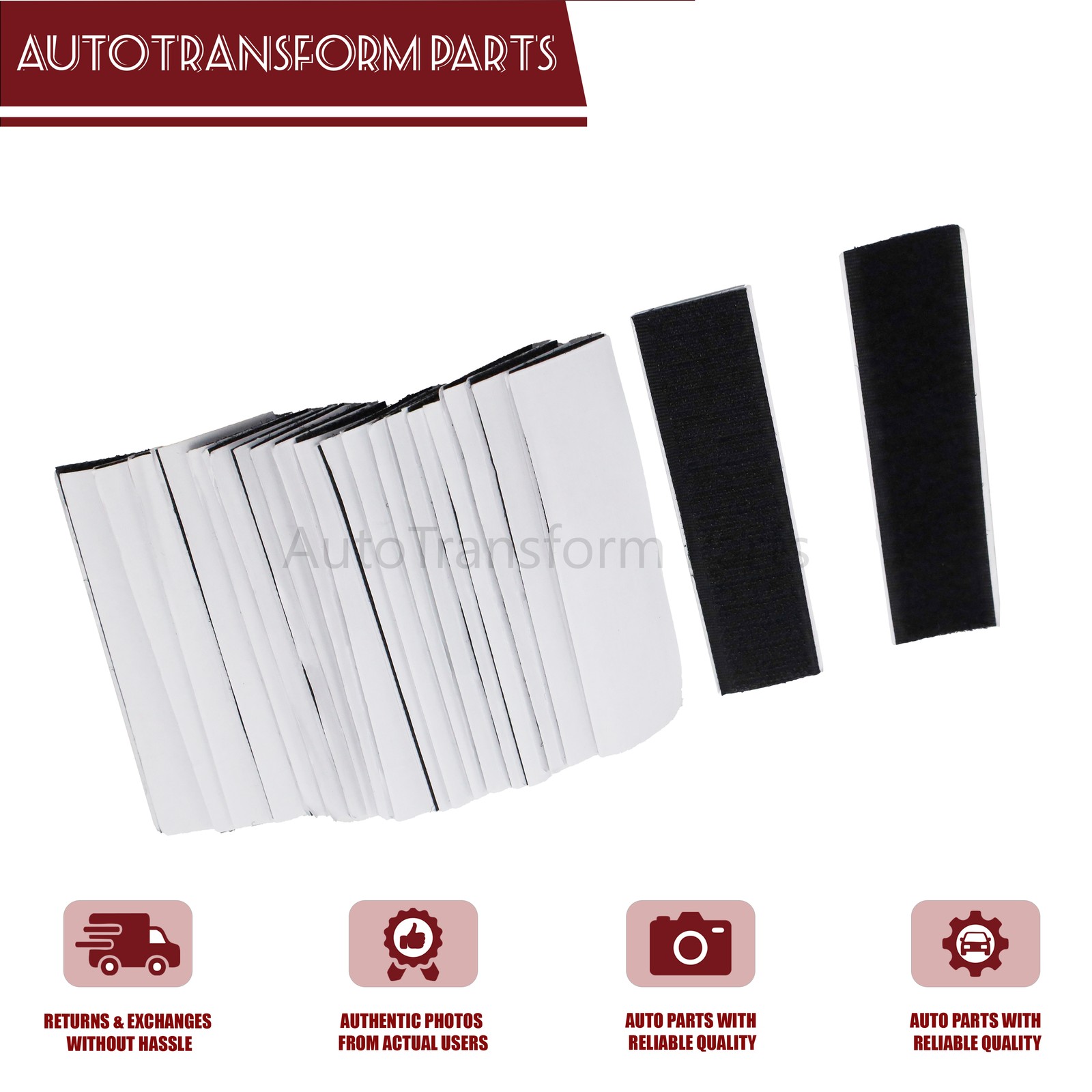 20 Sets Black Heavy Duty Hook & Loop Adhesive Strips Sticky Back Fastener 1x4”