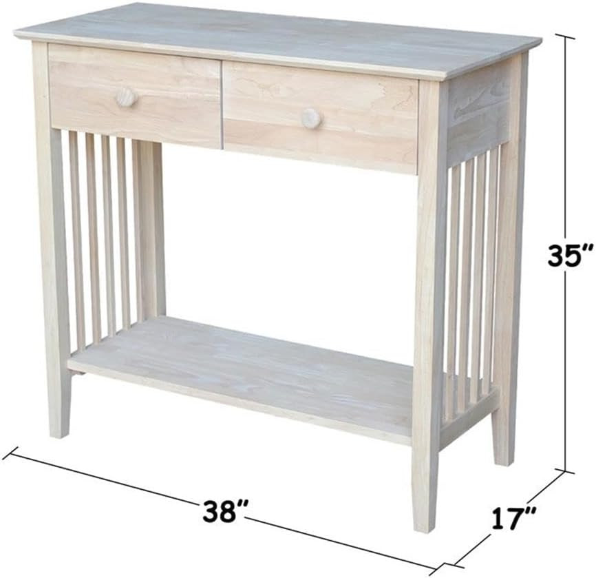 International Concepts Unfinished Wood Mission Styled Console