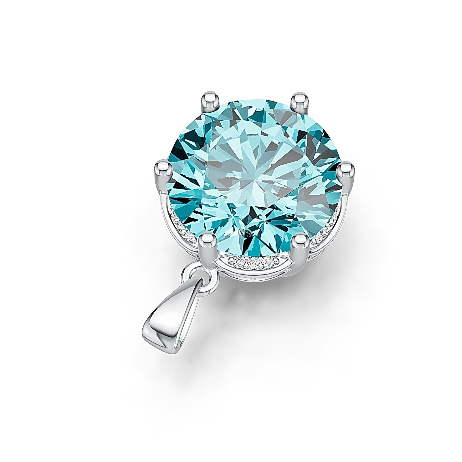 Sterling Silver Semi Mount Pendant Setting Round RD 15X15mm