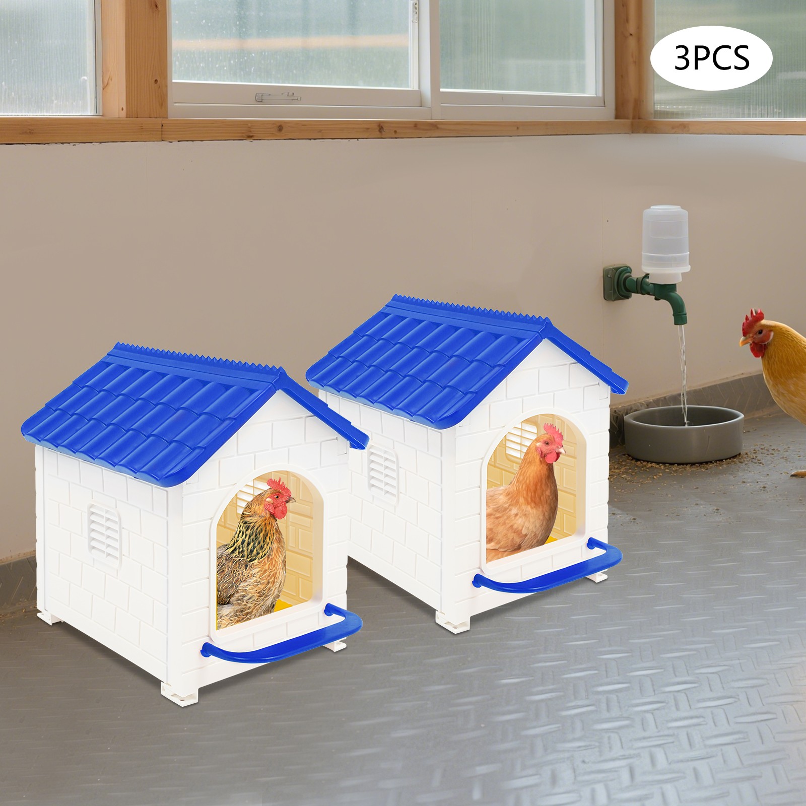 3 PCS Plastic Chicken Nesting Boxes with Nesting Pad for Laying Eggs Modern